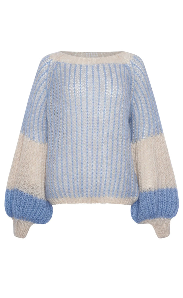 Noella Sweater - Liana - Dusty Blue/Cream