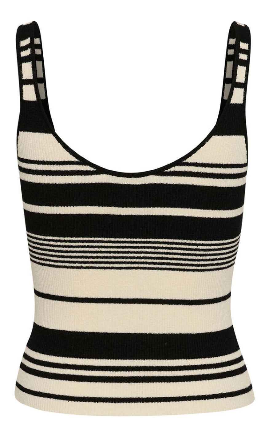 Gestuz Topp - Stela - Black/Birch striped