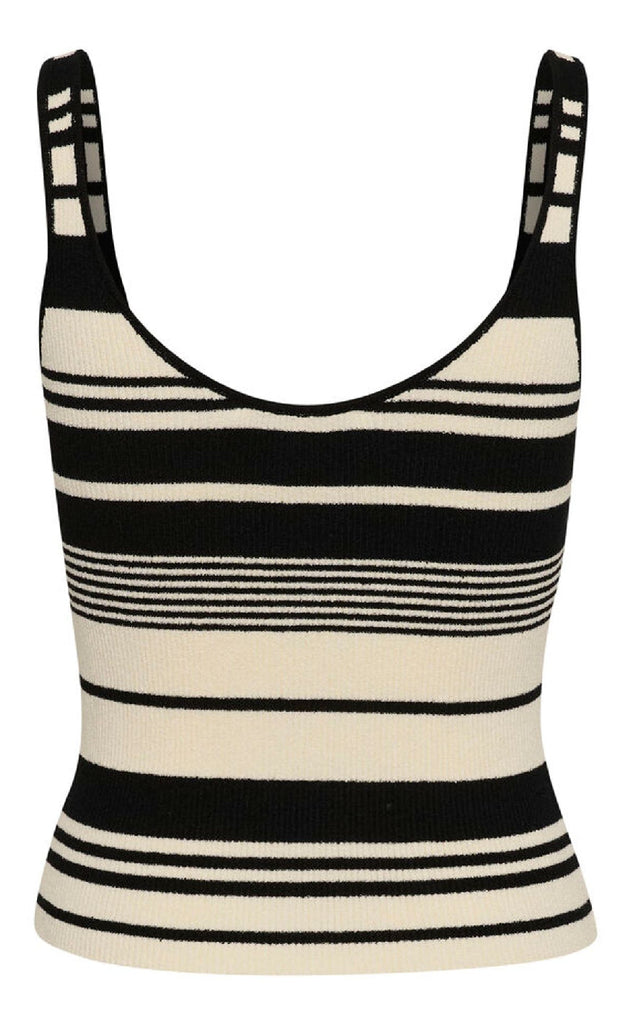 Gestuz Topp - Stela - Black/Birch striped