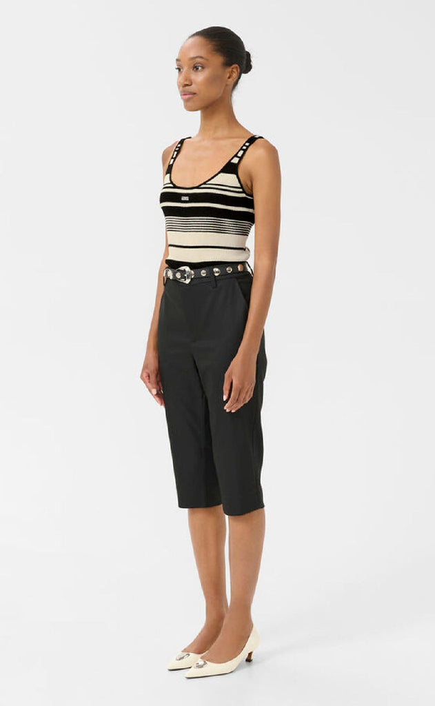 Gestuz Topp - Stela - Black/Birch striped
