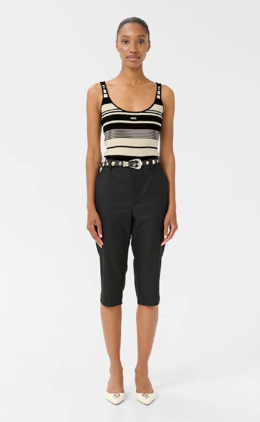 Gestuz Topp - Stela - Black/Birch striped