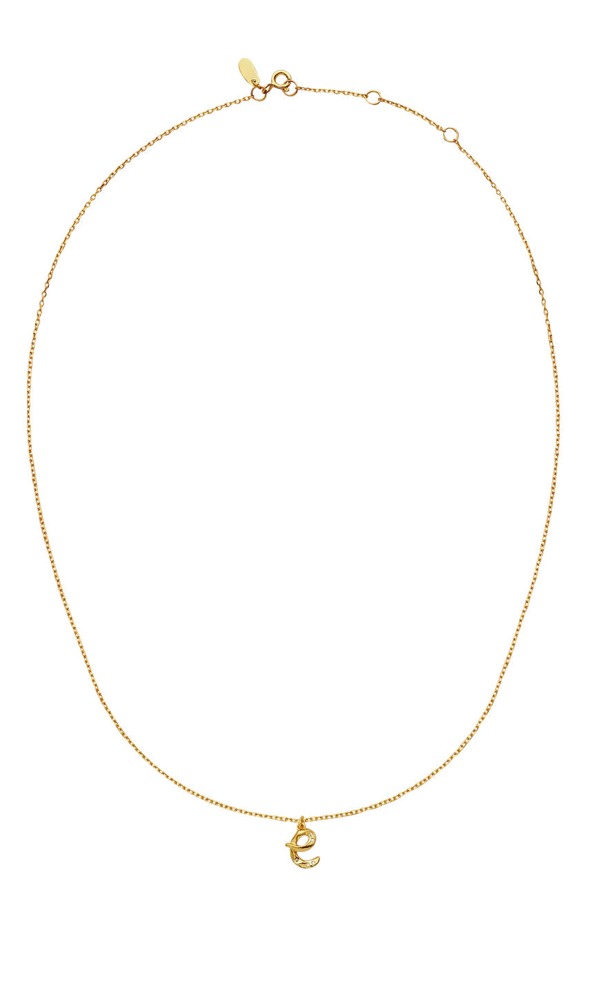 Maanesten Halskjede - E Alphabet - Gold Colour