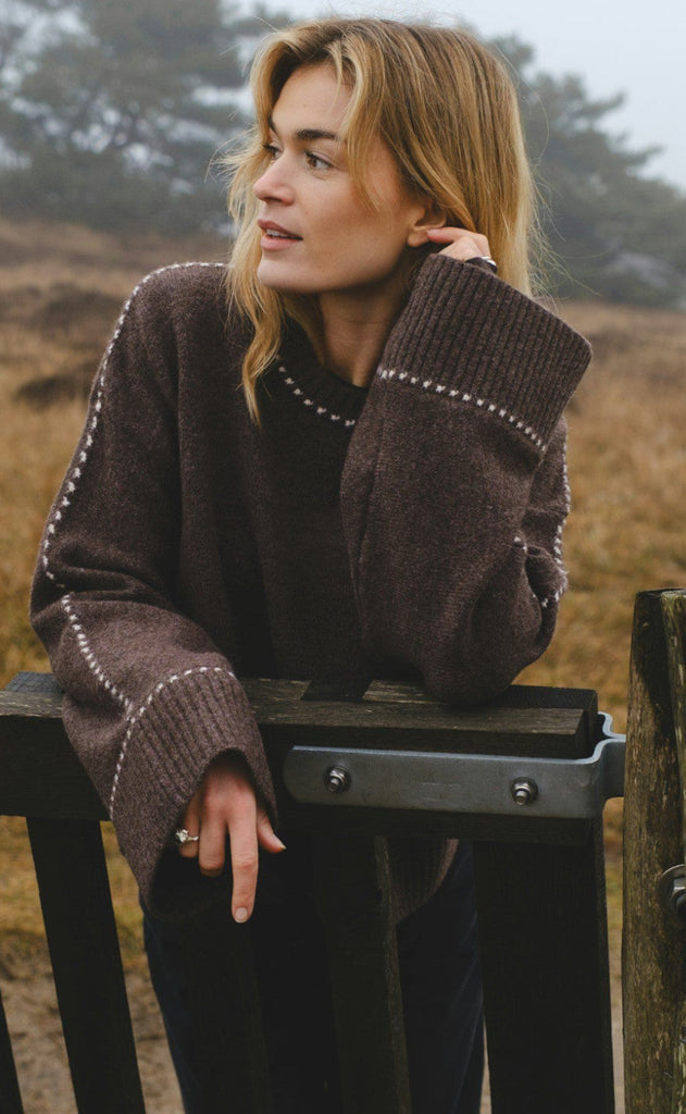 Neo Noir Bluse - Roeme - Brown Melange