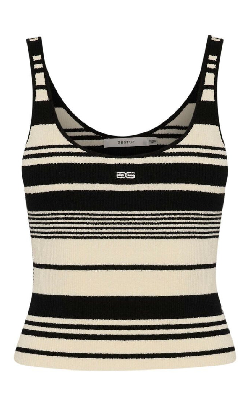 Gestuz Topp - Stela - Black/Birch striped