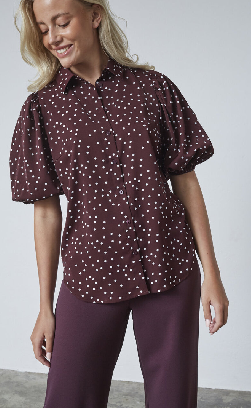 Sisters Point Bluse - Ella-SH60 - Bordeaux/Dot