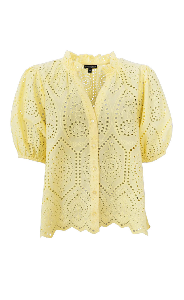 Black Colour Bluse - Elva - Pastel Yellow