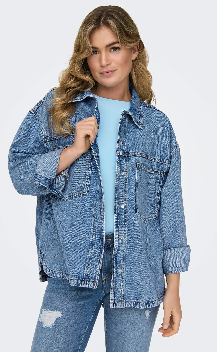 ONLY Skjorte - Emmie - Light Blue Denim