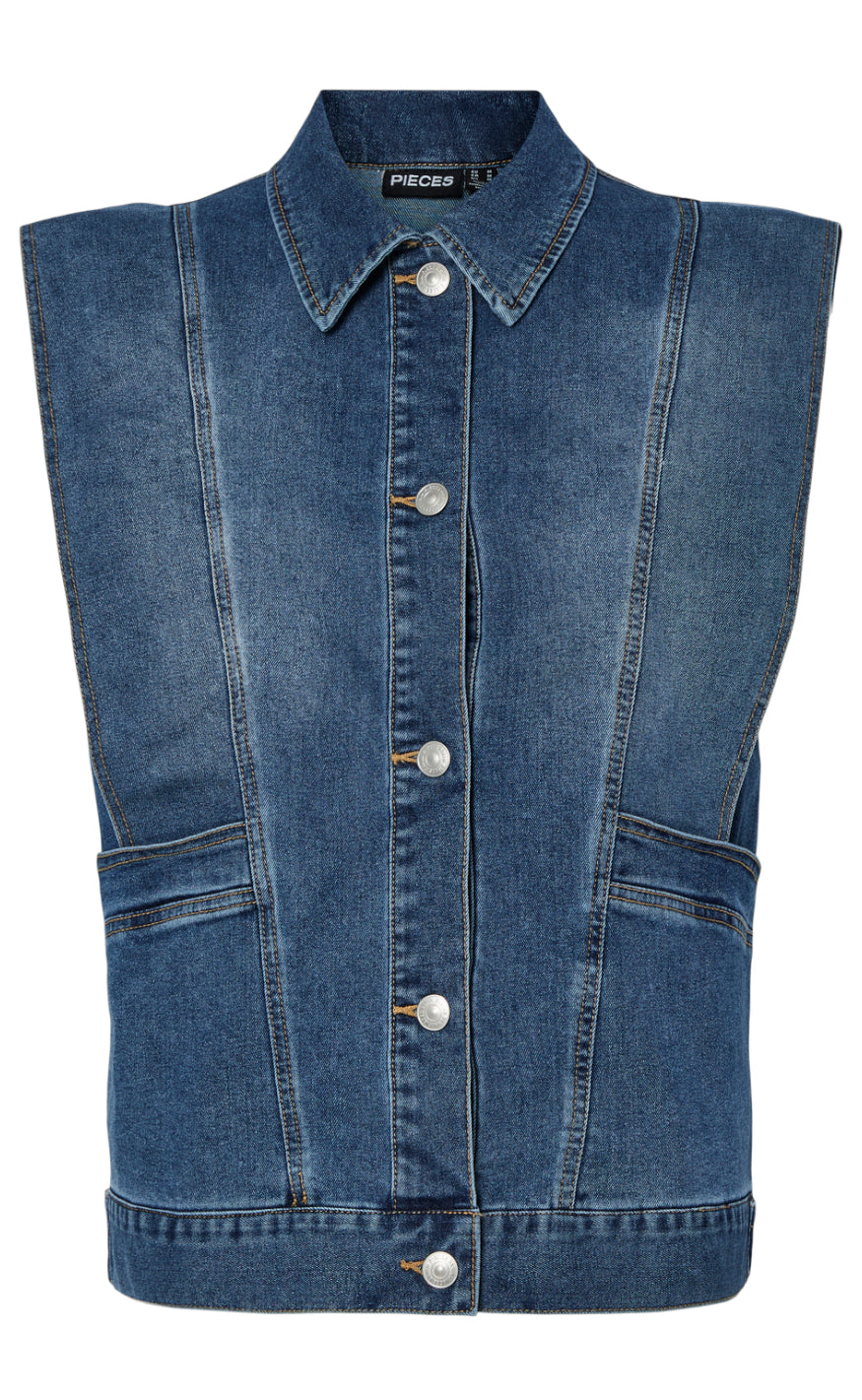 Pieces Vest - Emma - Medium Blue Denim