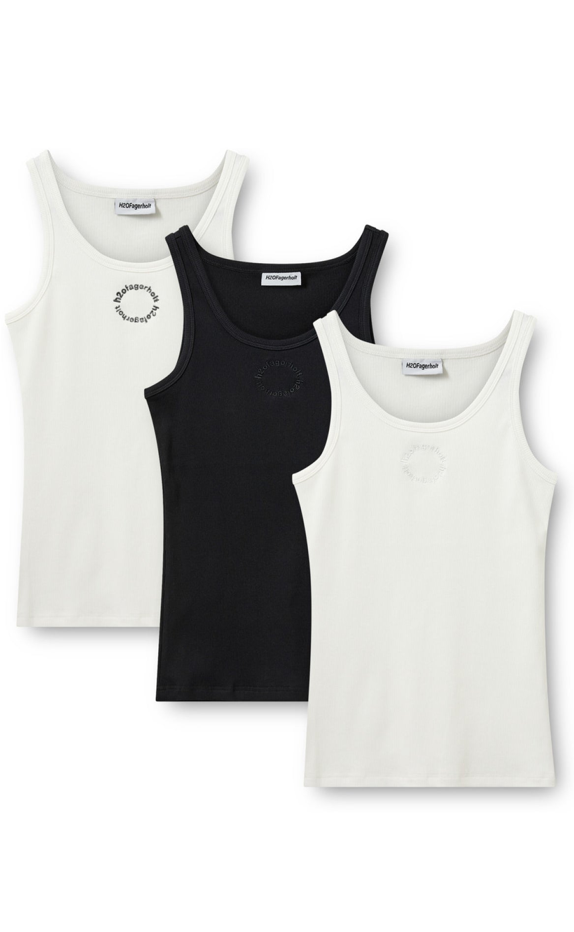 H2O Fagerholt Topp - 3 Pack Tank Topp - White/Black