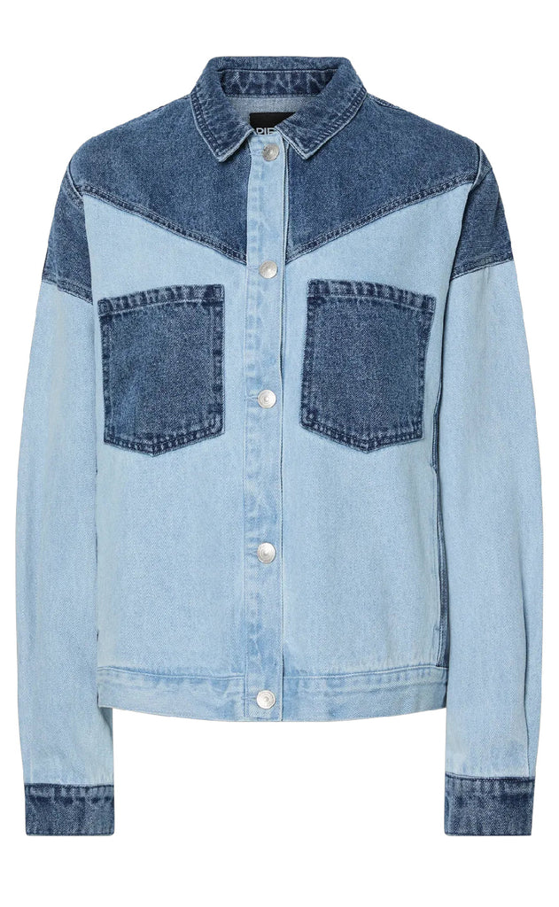 Pieces Skjorte - Famy - Light Blue Denim/Medium Blue