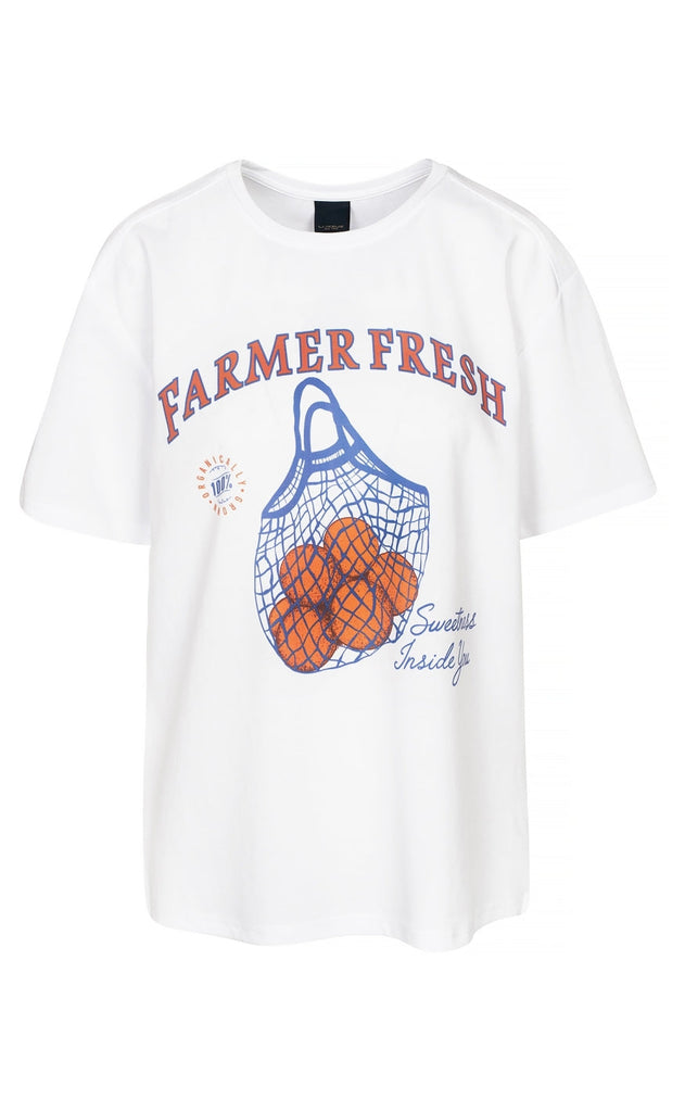 Luxzuz T-shirt - Farmer Fresh - White