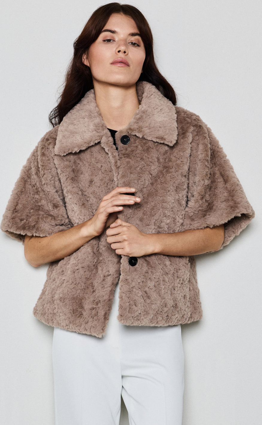 Notyz Jakke - Faux Fur - Taupe