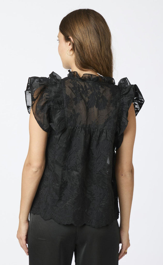 Neo Noir Topp - Jayla Big Embroidery - Black