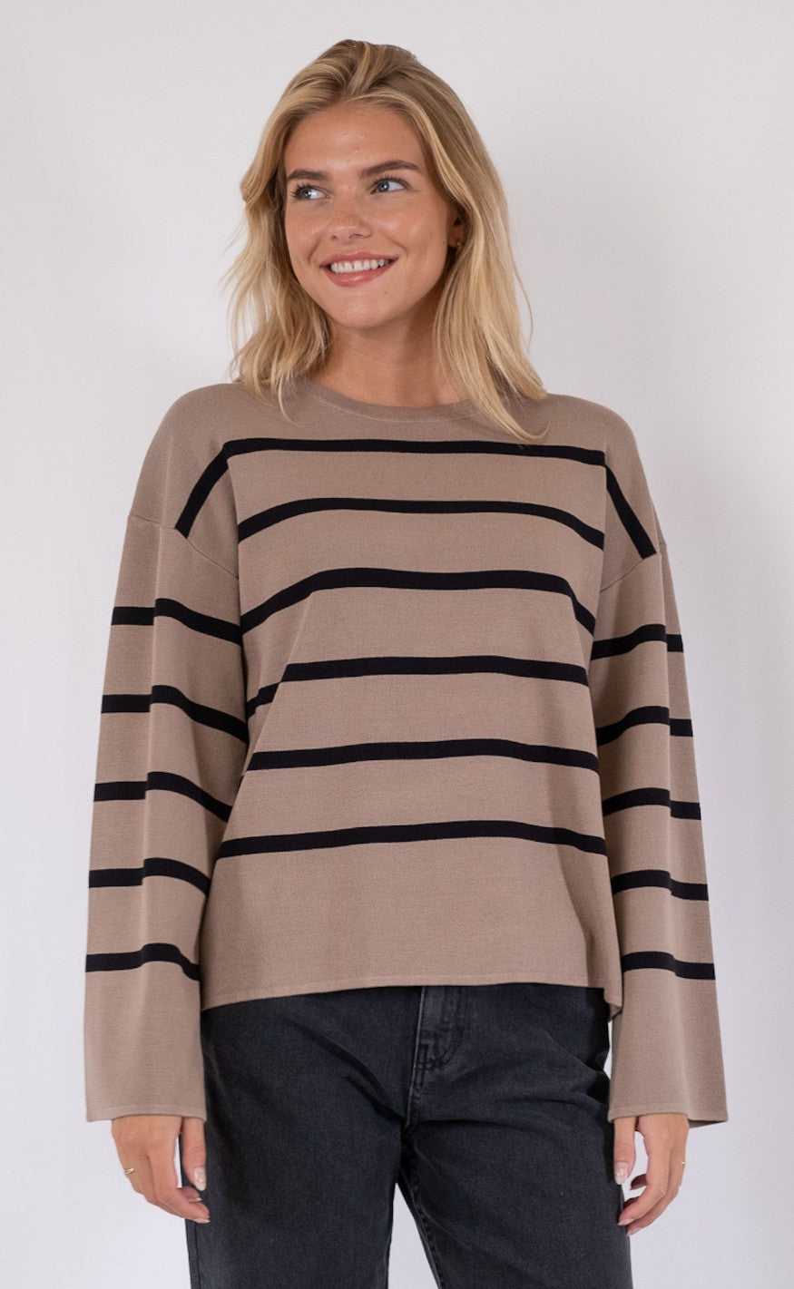 Neo Noir Genser  - Shana Stripe - Khaki