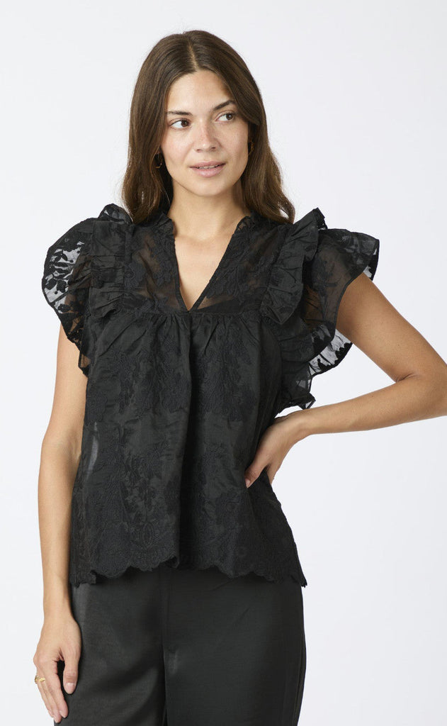 Neo Noir Topp - Jayla Big Embroidery - Black