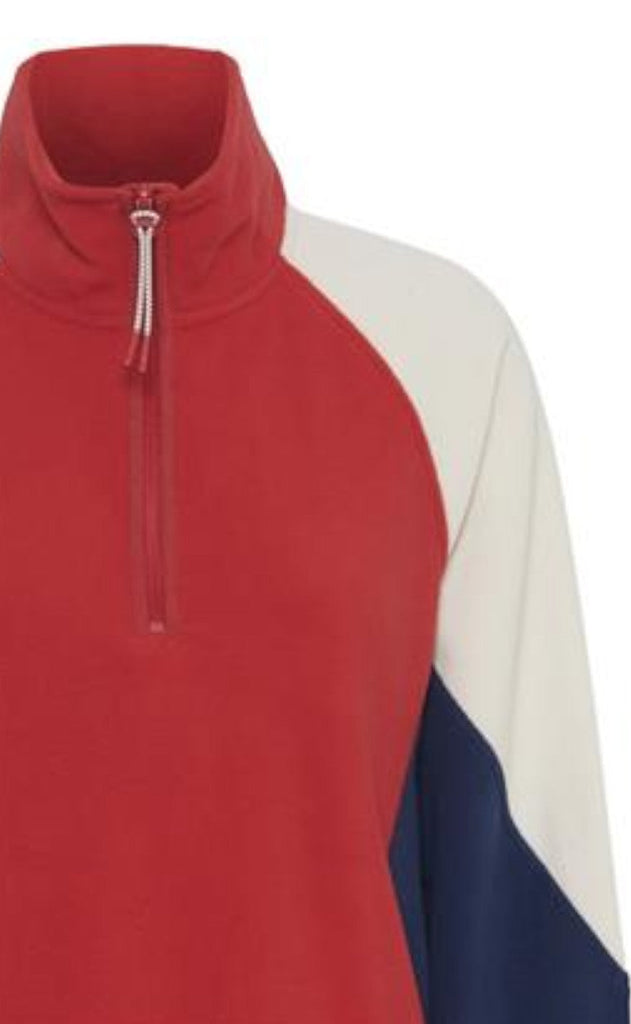 The Jogg Concept Genser - Clay - Logo Halfzip - Racing Red Mix