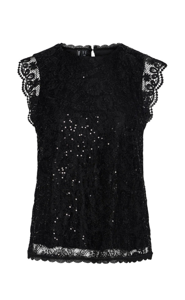 Pieces Topp - Olline Lace Seaquins - Black