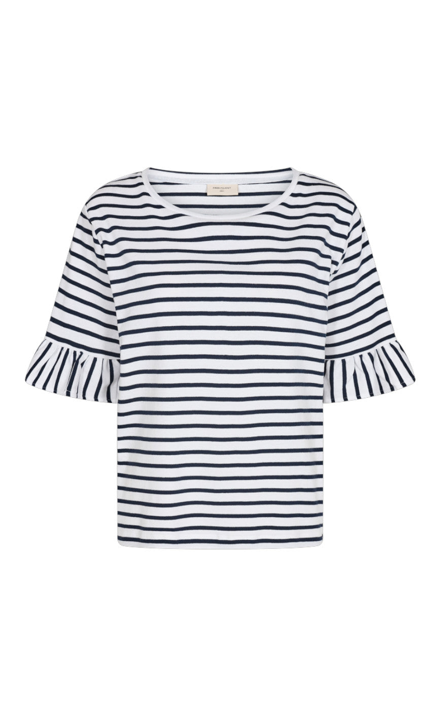 Freequent T-shirt - Marline - Brilliant White W. Navy Blazer