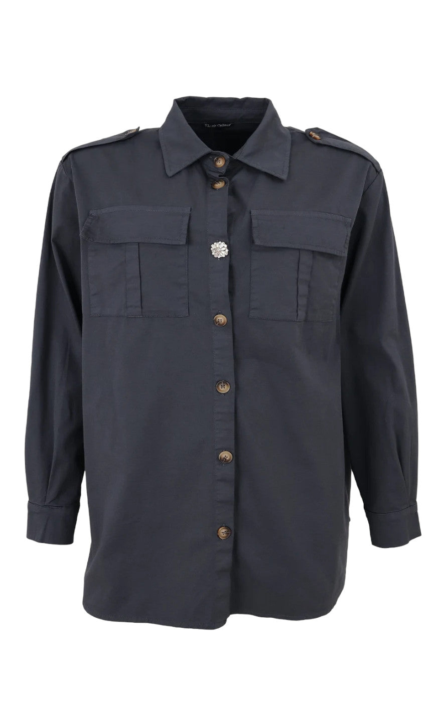Black Colour Jakke - Canvas Oversize - Dark Grey