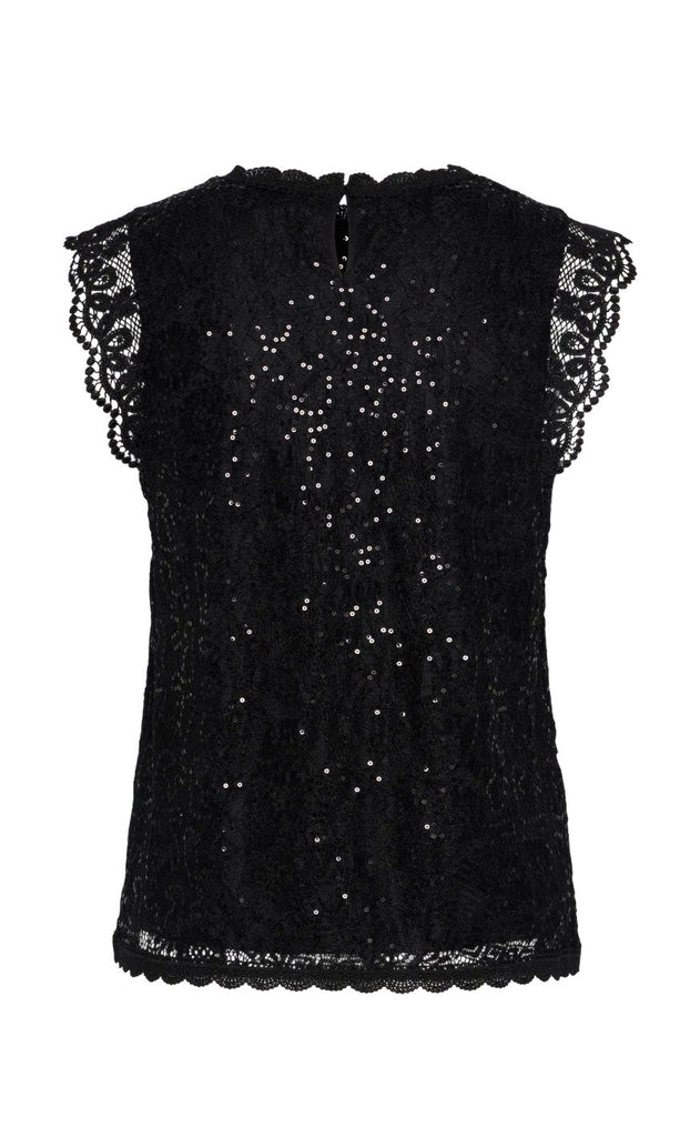 Pieces Topp - Olline Lace Seaquins - Black