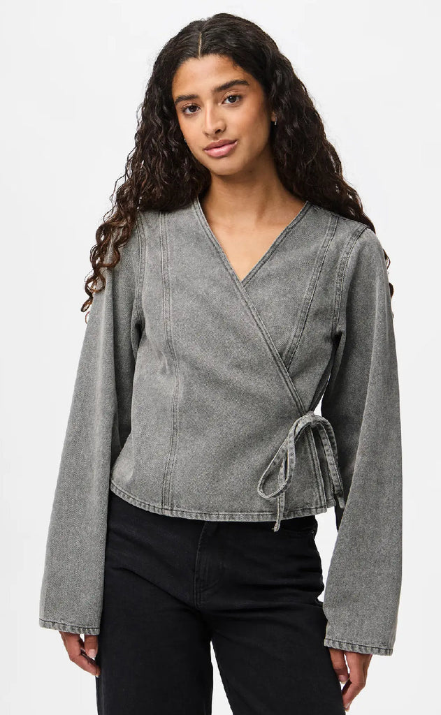 Pieces Skjorte - Fenna - Grey Denim