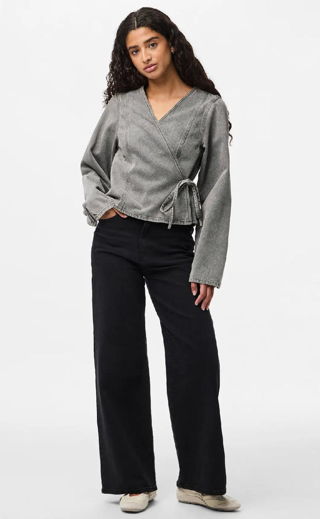 Pieces Skjorte - Fenna - Grey Denim