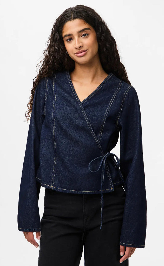 Pieces Skjorte - Fenna - Dark Blue Denim