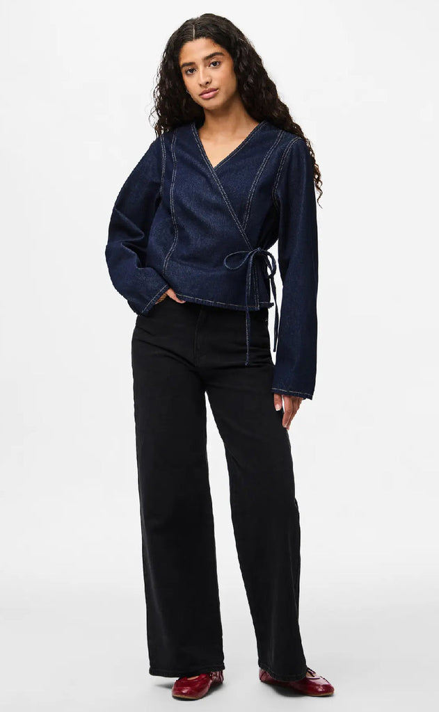 Pieces Skjorte - Fenna - Dark Blue Denim