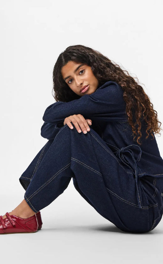 Pieces Skjorte - Fenna - Dark Blue Denim