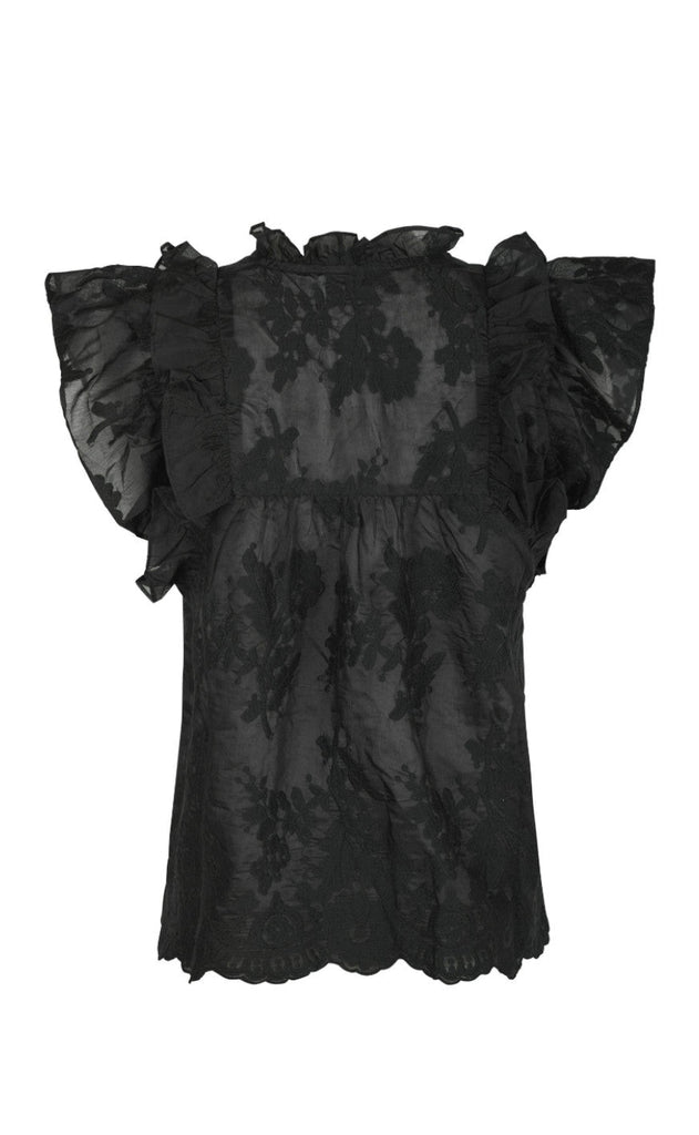 Neo Noir Topp - Jayla Big Embroidery - Black