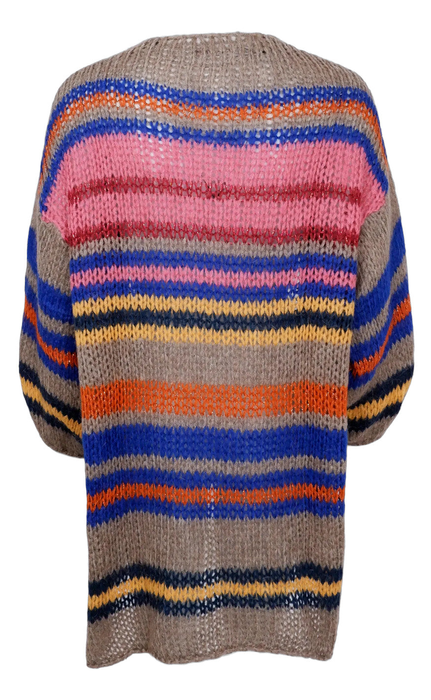 Black Colour Cardigan - Martell - Latte Multi