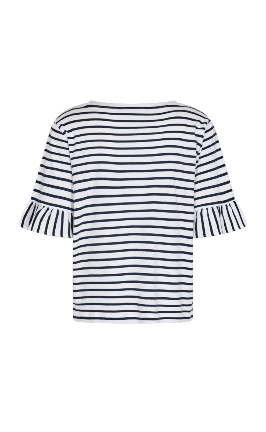 Freequent T-shirt - Marline - Brilliant White W. Navy Blazer