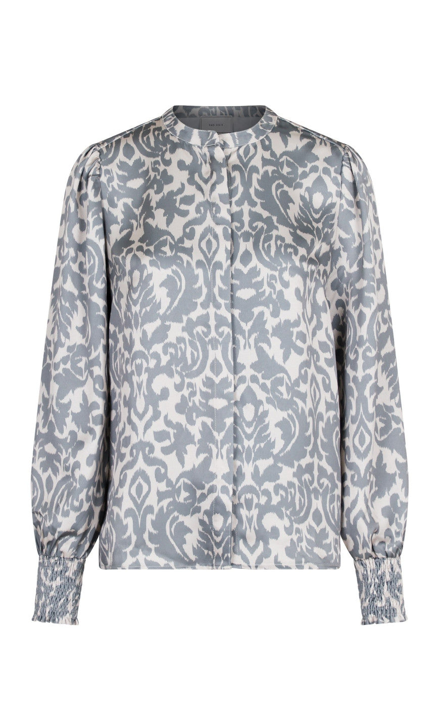 Neo Noir Blouse - Kala Flower Blur - Dusty Army