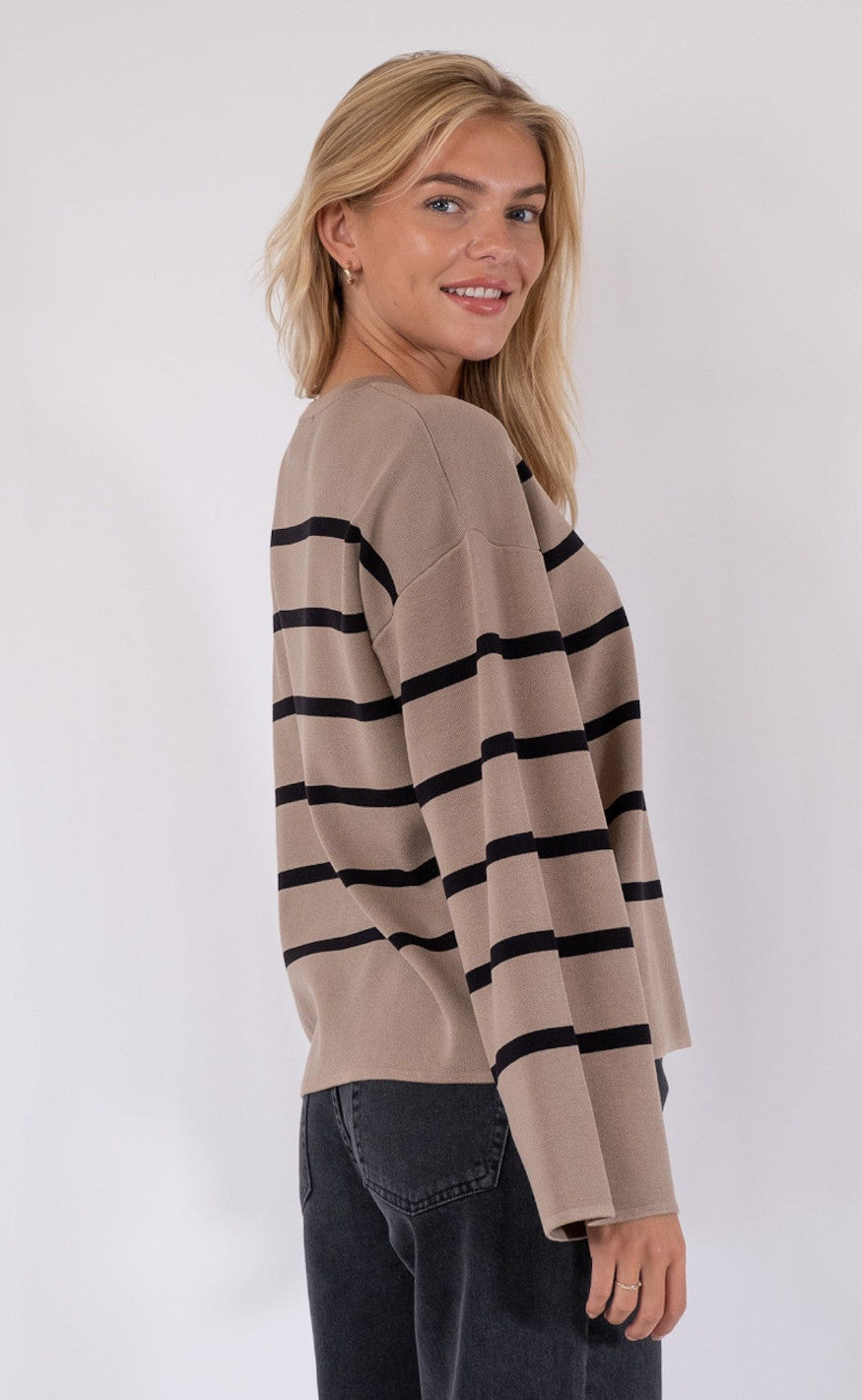 Neo Noir Genser  - Shana Stripe - Khaki