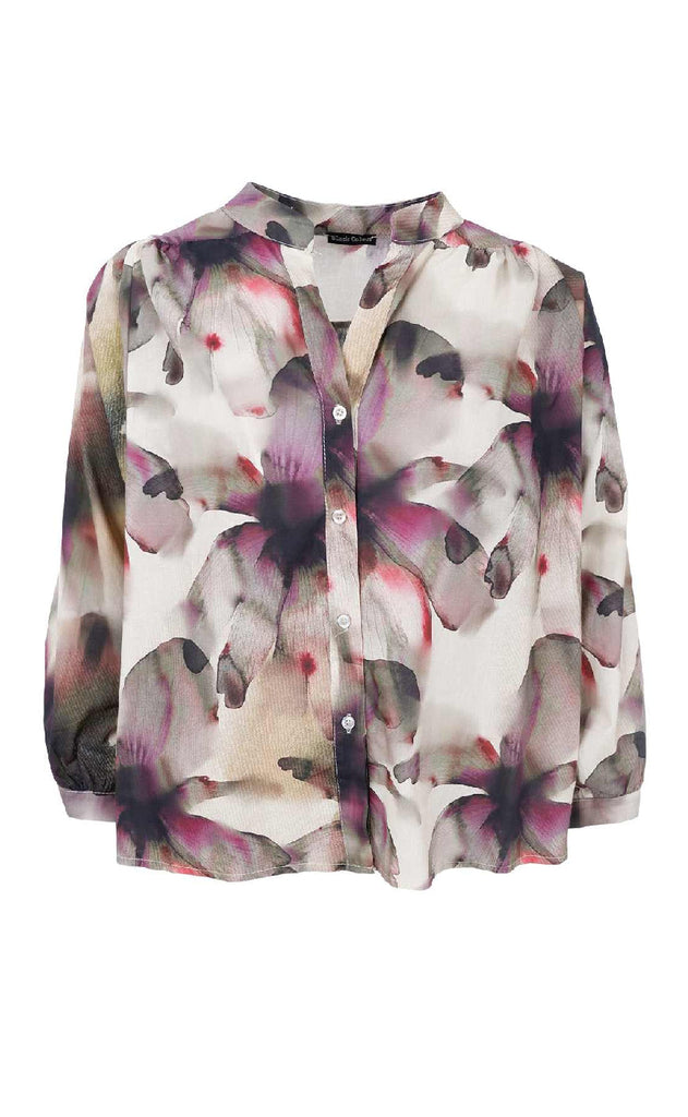 Black Colour Skjorte - Filora - Plum Flower