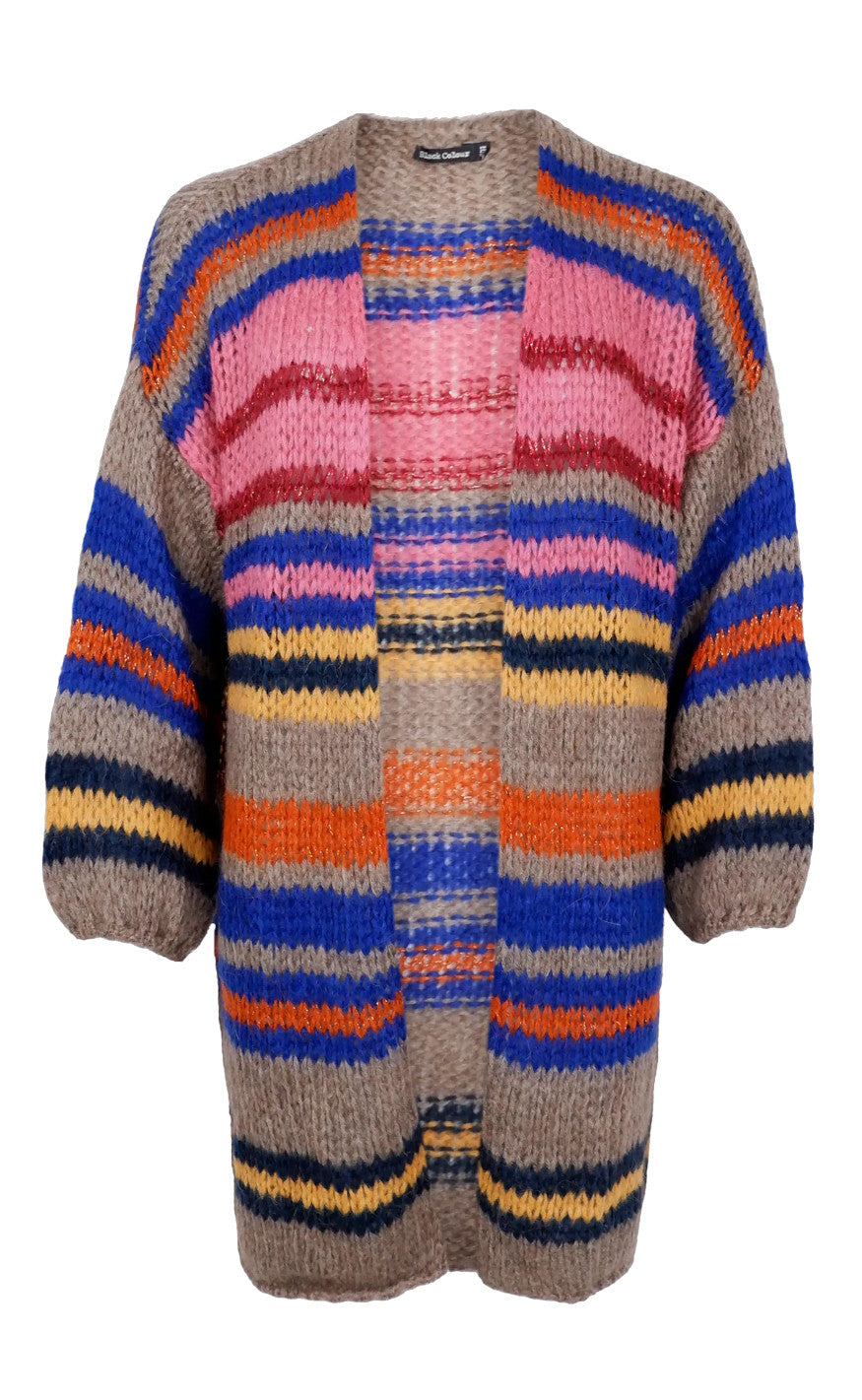 Black Colour Cardigan - Martell - Latte Multi