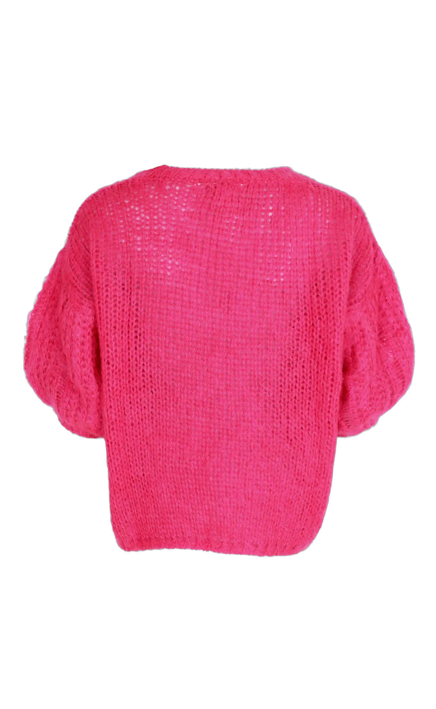 Black Colour Jumper - Casey Puff - Deep Pink