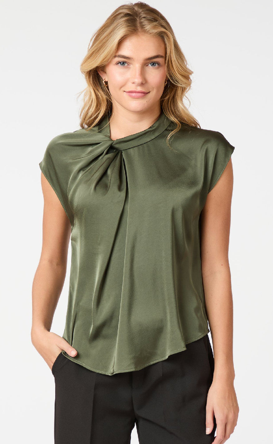 Neo Nour Topp - Fleur Drapy Satin - Army