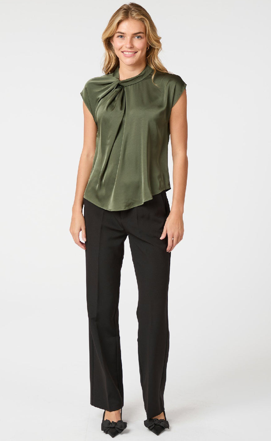 Neo Nour Topp - Fleur Drapy Satin - Army