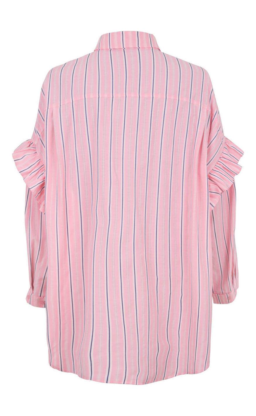 Cras Skjorte - Flower - Pink Blue Stripe