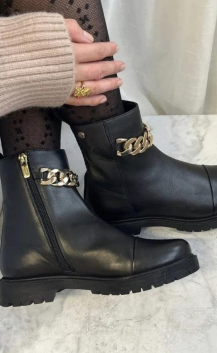 Copenhagen Shoes Støvler - Flower Eyes - Black/Gold