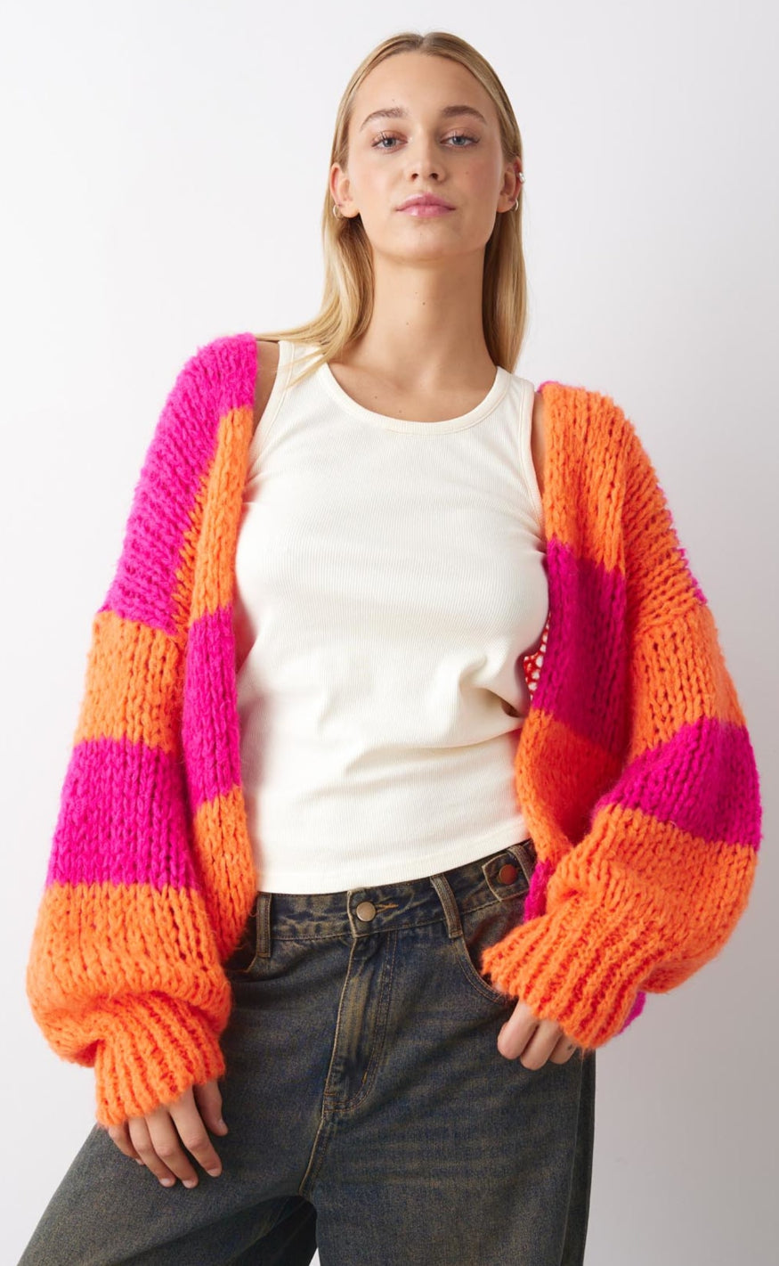 Noella Cardigan - Jagger - Orabel Pink Stripe