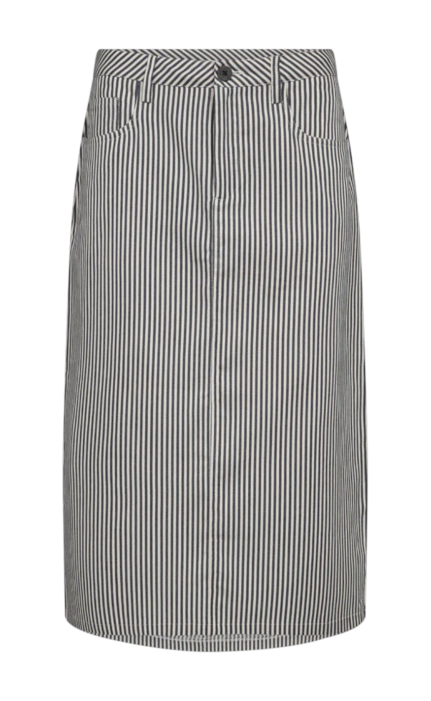 Freequent Skjørt - Mella - Medieval Blue W. Off White