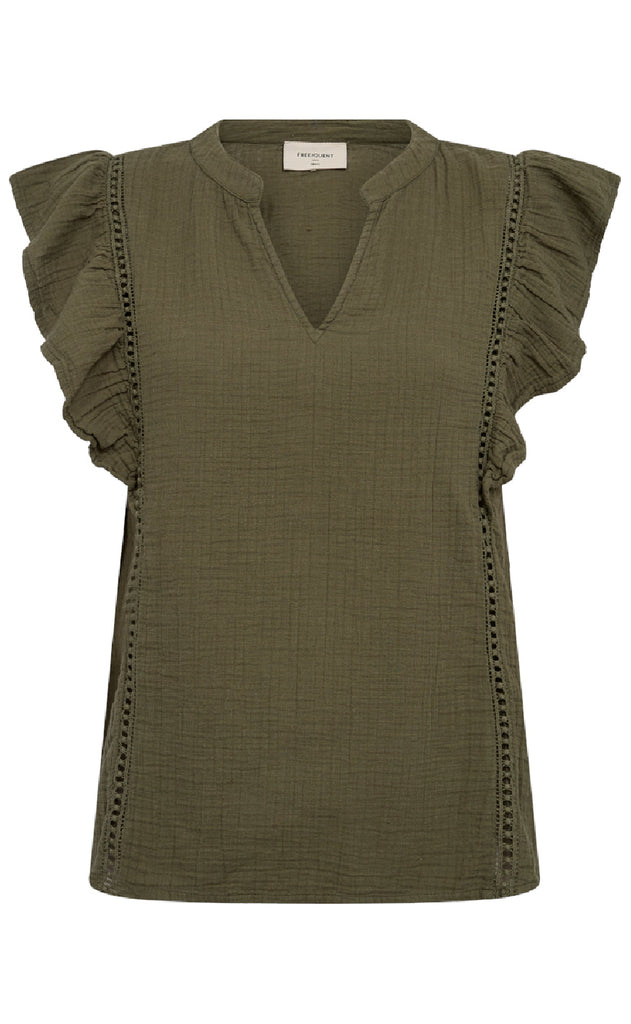 Freequent Bluse - Uline - Deep Lichen Green