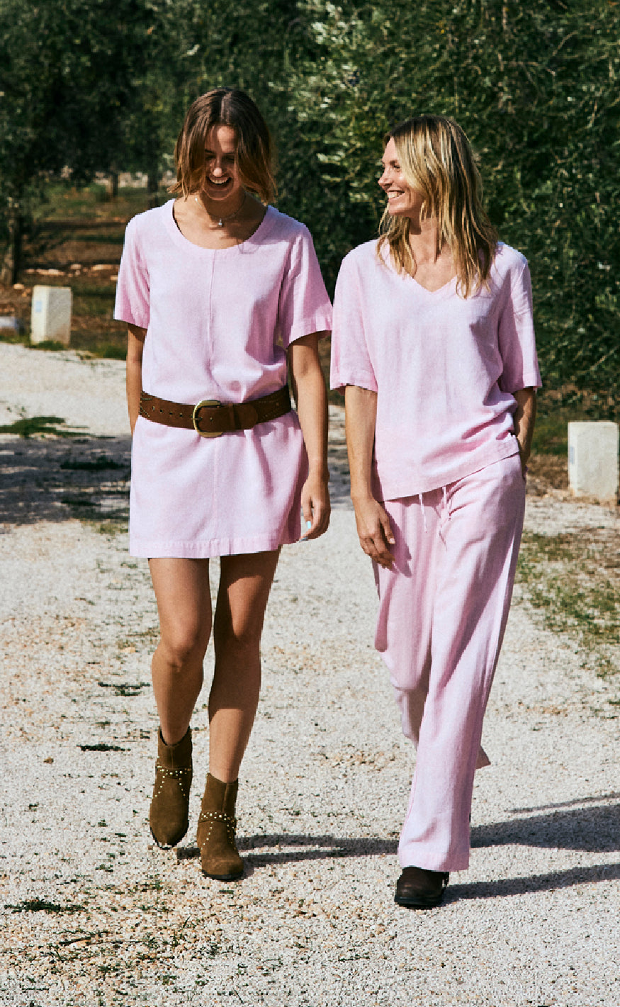 Freequent Bukser - Lava  - Off White w. Fuchsia Pink