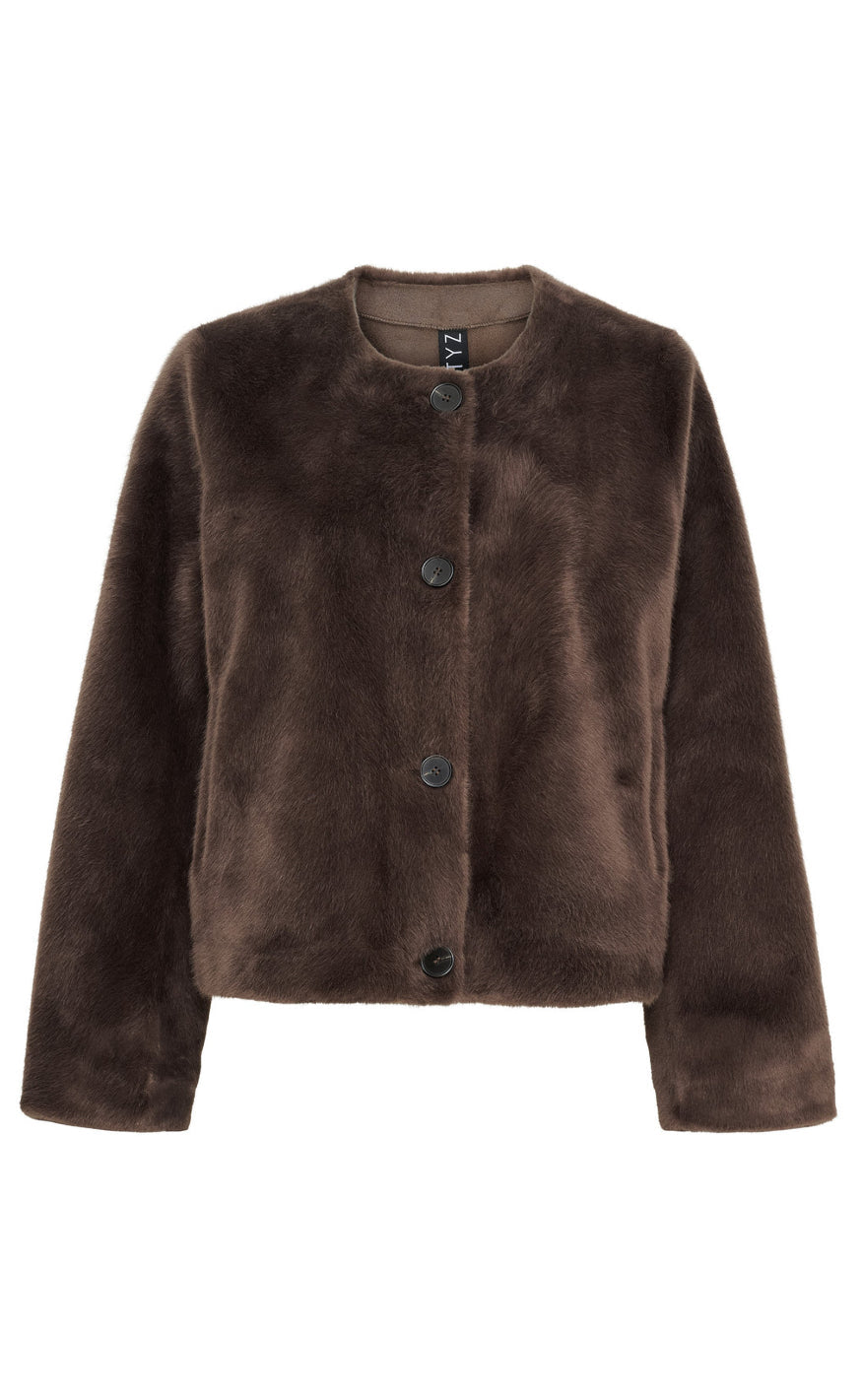 Notyz Jakke - Faux Fur - Dark Brown