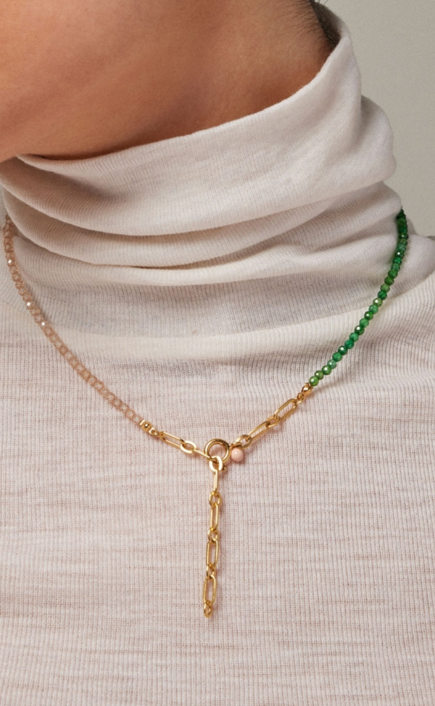 ENAMEL Copenhagen Halskjede - Gabriella - Green/Peach/Pearl