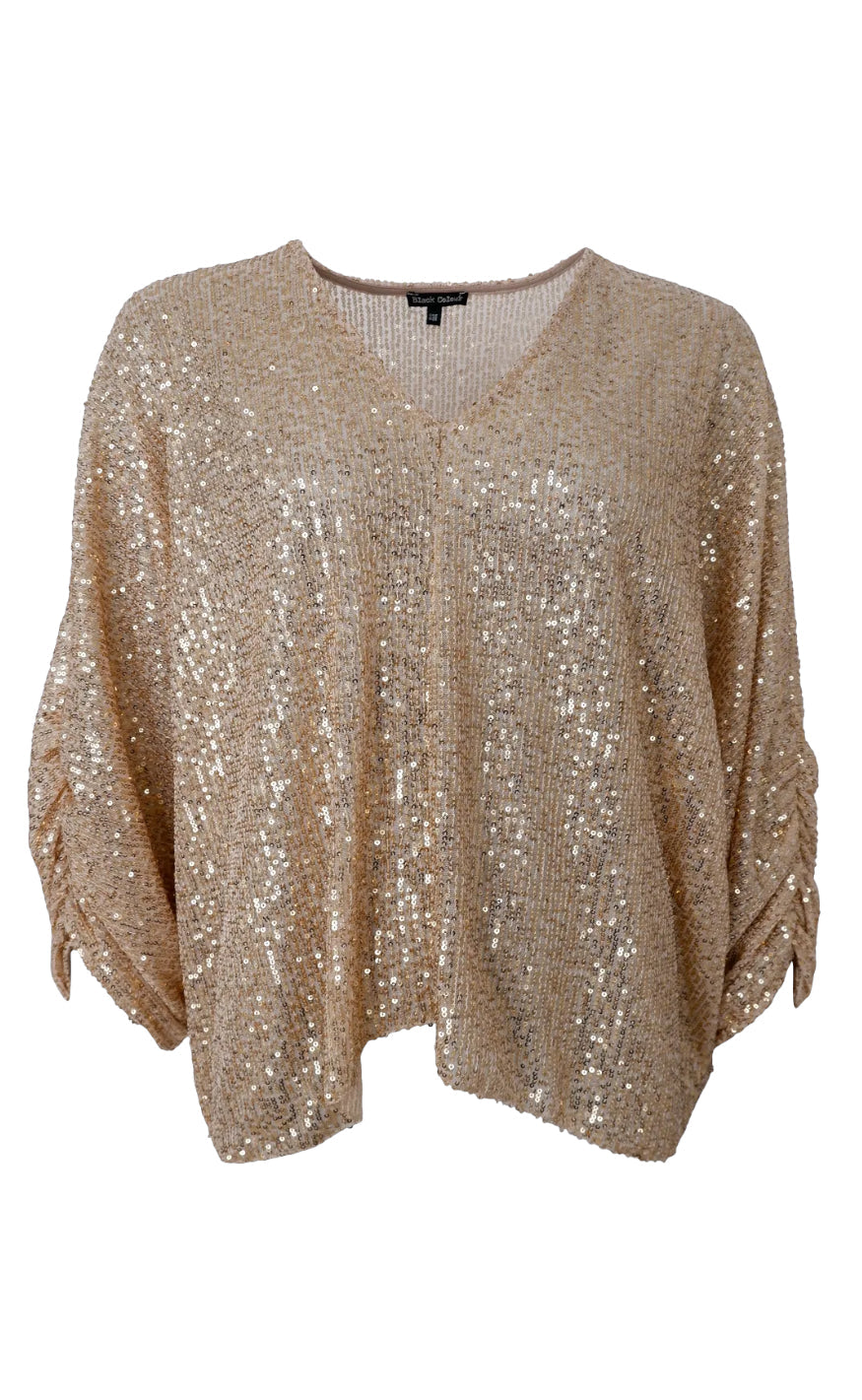 Black Colour Bluse - Glam - Gold