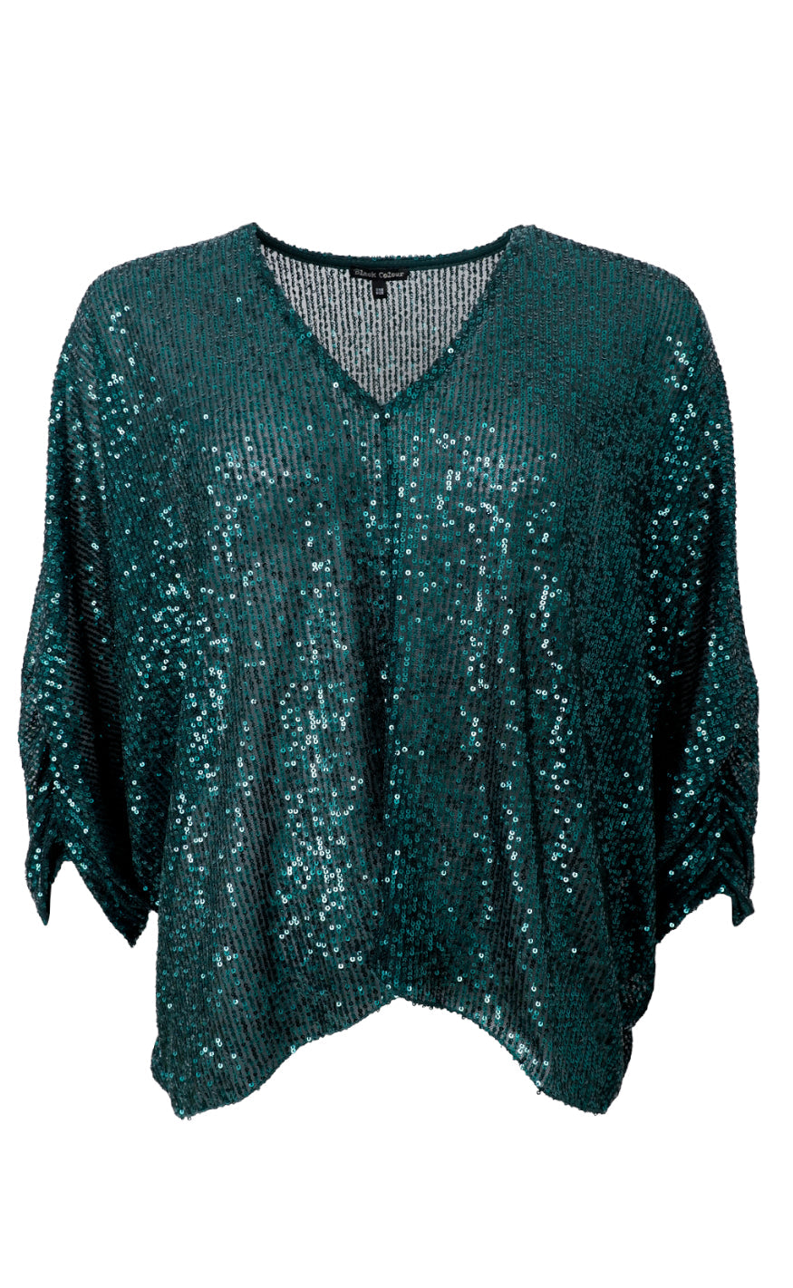 Black Colour Bluse - Glam - Bottle Green