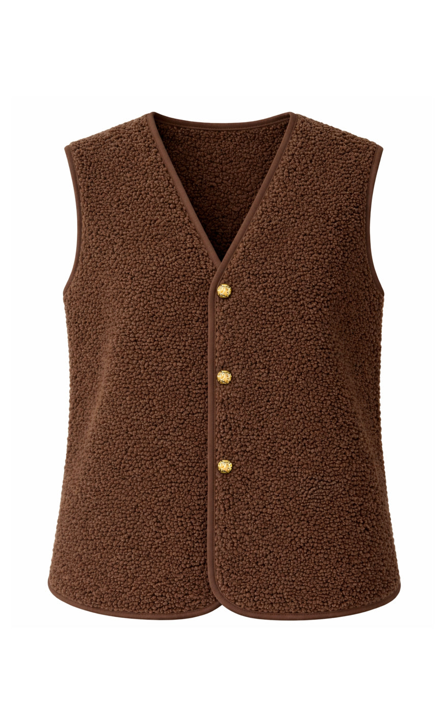 Say INA Copenhagen Fleece Vest - Gloria - Dark Brown